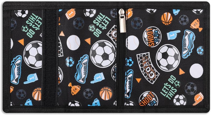 Nitort Wallet,Birthday Gifts,RFID Trifold Canvas Outdoor Sports Wallets for Kid,Lovely and Novelty Wallet with Zipper for Kids- Front Pocket Wallet with Magic Sticker(KWFTB01) - Image 1